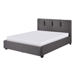 Orra Queen Platform Bed- Tufted Dark Gray Polyester Upholstery- Solid Wood