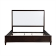 Shim Queen Size Bed with Tall Headboard- White and Cherry Brown Wood