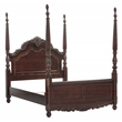 Park Queen Size Poster Bed with Shell Motifs and Burl Inlays- Brown Veneer