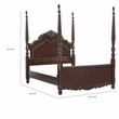 Park Queen Size Poster Bed with Shell Motifs and Burl Inlays- Brown Veneer