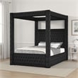 Beli King Size Canopy Bed- Tufted Design- Black Velvet Upholstery