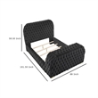 Kery King Bed w Lift TV Stand- LED Fireplace- Black Velvet Upholstery
