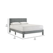 Cery Full Size Platform Bed- Light Gray Upholstery- Textured Headboard