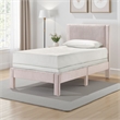 Cery Twin Size Platform Bed- Pink Upholstery- Textured Headboard