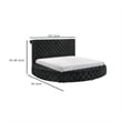 Jeri King Size Round Bed w Storage Footboard- Black Velvet Upholstery