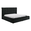 Heri King Bed w Side Storage- Chesterfield Black Velvet Upholstery