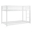 Ovi 78 Inch Twin Bunk Bed- Mounted Ladder- Ground Level Platform Bed- White