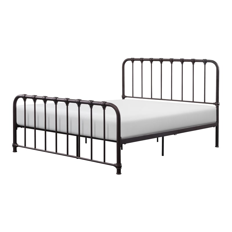 Ethan Full Size Metal Bed- Bronze Spindle Design- Heavy Duty Slat Support