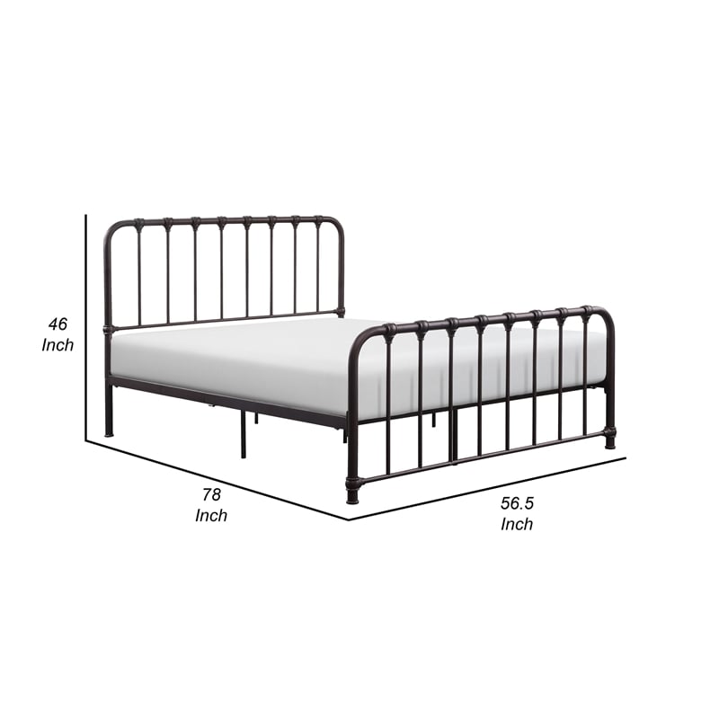 Ethan Full Size Metal Bed- Bronze Spindle Design- Heavy Duty Slat Support