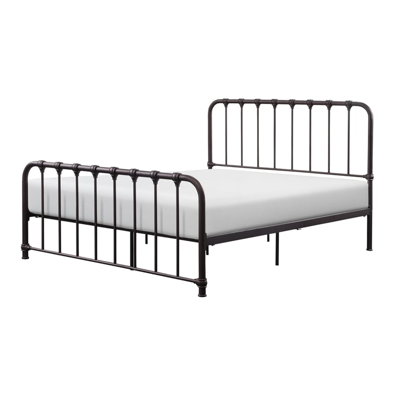 Ethan Full Size Metal Bed- Bronze Spindle Design- Heavy Duty Slat Support