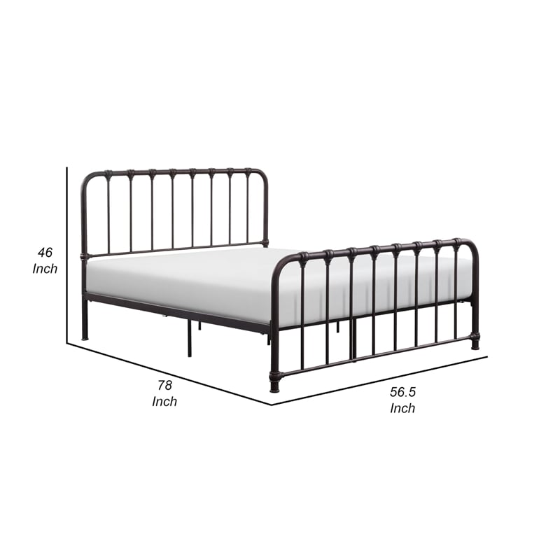 Ethan Full Size Metal Bed- Bronze Spindle Design- Heavy Duty Slat Support