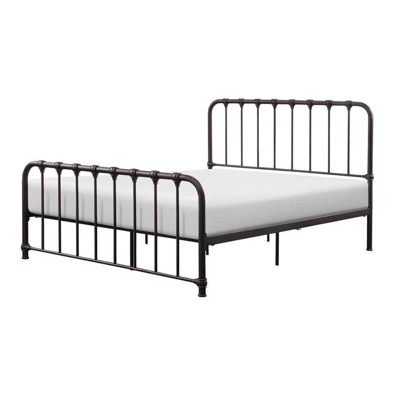 Ethan Twin Size Metal Bed- Bronze Spindle Design- Heavy Duty Slat Support