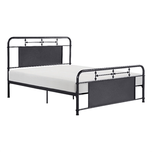 Cardy Full Size Metal Bed- Rounded Profile- Mottled Silver Finish Panels