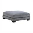 Rix 45 Inch Ottoman- Attached Seat Cushion in Gray Corduroy Fabric- Wood