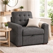 Cliff 37 Inch Chair- Pull Out Ottoman- Dark Gray Polyester- Espresso Wood