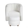 Noa Swivel Chair and Ottoman- Channel Tufted Curved Back- White Boucle