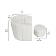 Noa Swivel Chair and Ottoman- Channel Tufted Curved Back- White Boucle