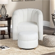 Noa Swivel Chair and Ottoman- Channel Tufted Curved Back- White Boucle