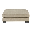 Liny Square Ottoman- 45 Inch Brown Microfiber- Black Solid Wood