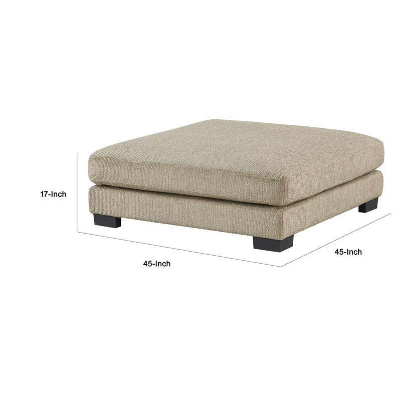 Liny Square Ottoman- 45 Inch Brown Microfiber- Black Solid Wood