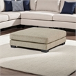 Liny Square Ottoman- 45 Inch Brown Microfiber- Black Solid Wood
