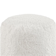Modern Pouf Ottoman- 16 Inch Round w Fluffy Off White Faux Fur Texture