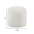 Modern Pouf Ottoman- 16 Inch Round w Fluffy Off White Faux Fur Texture
