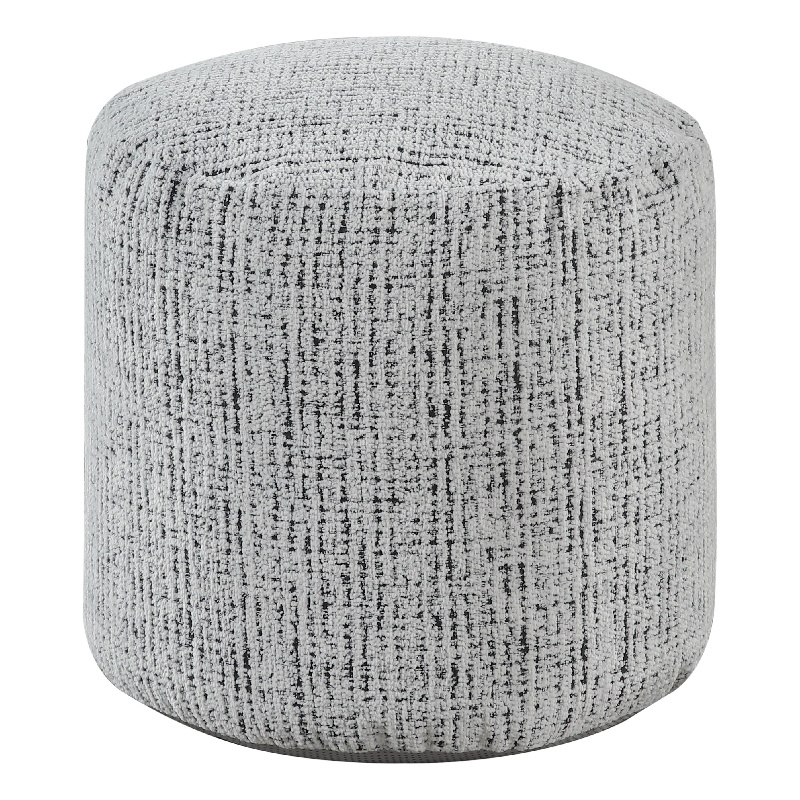 modern pouf ottoman- light gray soft textured chenille- 16 inch round