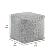 Modern Pouf Ottoman- Black White Textured Chenille- 16 Inch Square