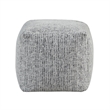 Modern Pouf Ottoman- Black White Textured Chenille- 16 Inch Square