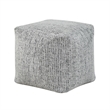 Modern Pouf Ottoman- Black White Textured Chenille- 16 Inch Square