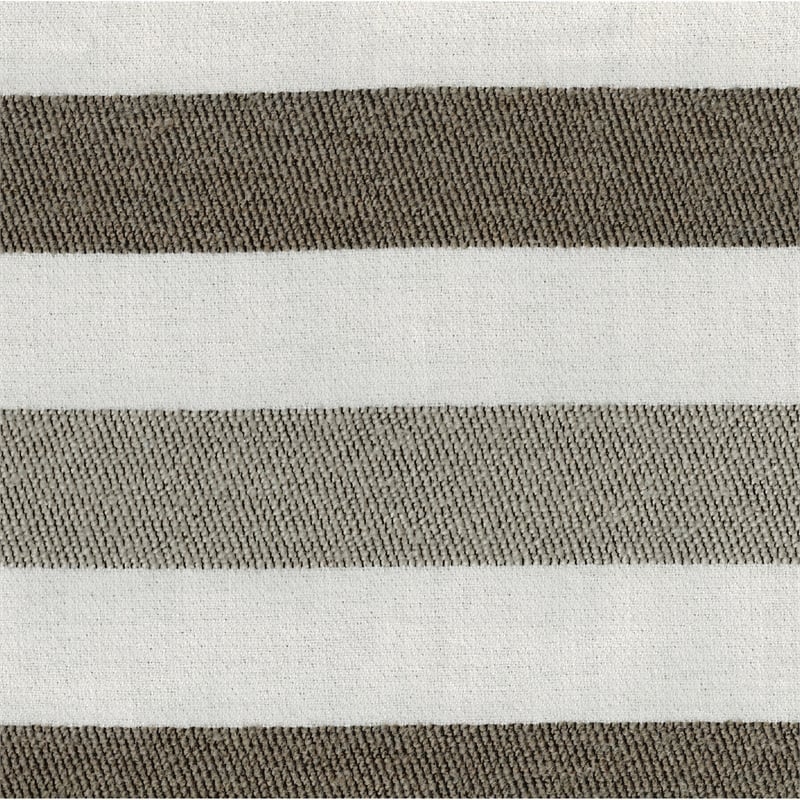 Modern Pouf Ottoman- White and Taupe Striped Jacquard- 16 Inch Square