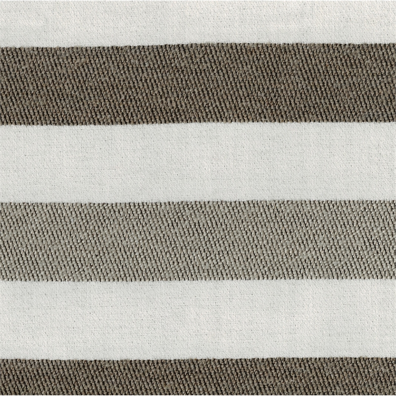 Modern Pouf Ottoman- White and Taupe Striped Jacquard- 16 Inch Square