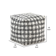 Modern Pouf Ottoman- White Black Checkered Jacquard- 16 Inch Square