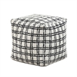 Modern Pouf Ottoman- White Black Checkered Jacquard- 16 Inch Square