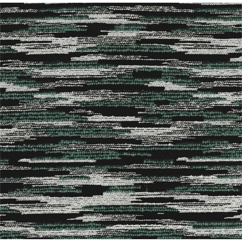 Modern Pouf Ottoman- Green White Curved Striped Jacquard- 16in Square