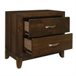 Nibo 28 Inch Nightstand- 2 Drawers- Satin Brass Handles- Brown Solid Wood