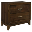 Nibo 28 Inch Nightstand- 2 Drawers- Satin Brass Handles- Brown Solid Wood