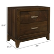 Nibo 28 Inch Nightstand- 2 Drawers- Satin Brass Handles- Brown Solid Wood