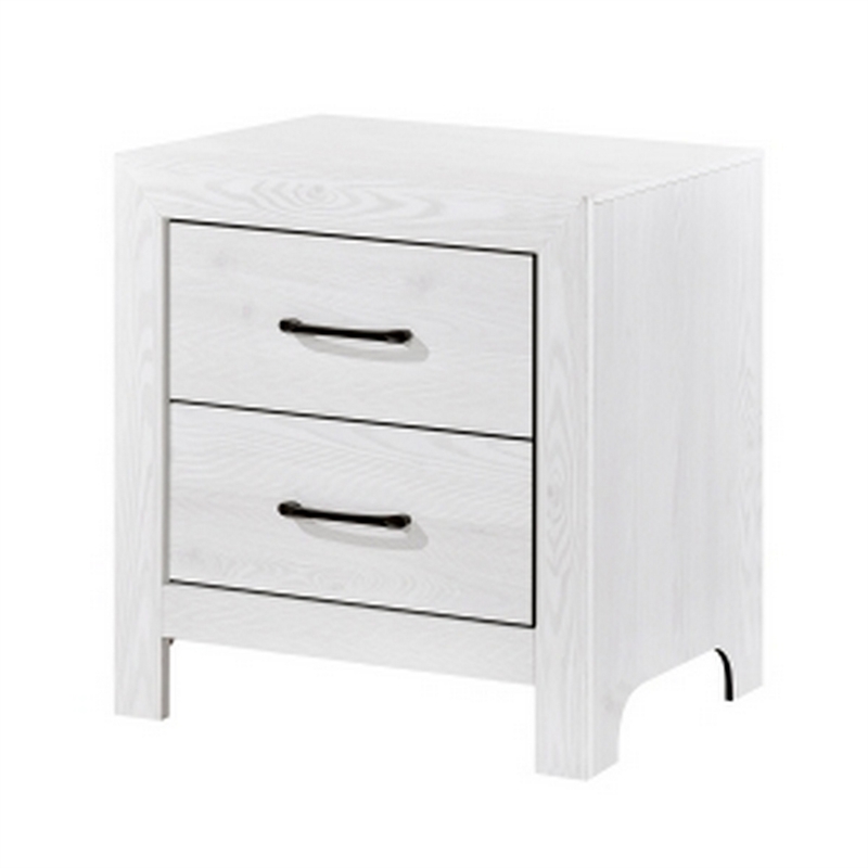 Eby 24 Inch Nightstand- 2 Drawers with Black Nickel Handles- White Finish