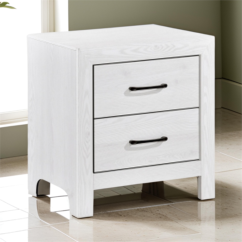 Eby 24 Inch Nightstand- 2 Drawers with Black Nickel Handles- White Finish