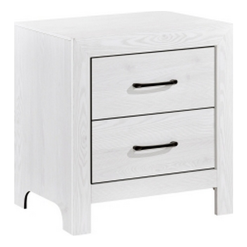 Eby 24 Inch Nightstand- 2 Drawers with Black Nickel Handles- White Finish