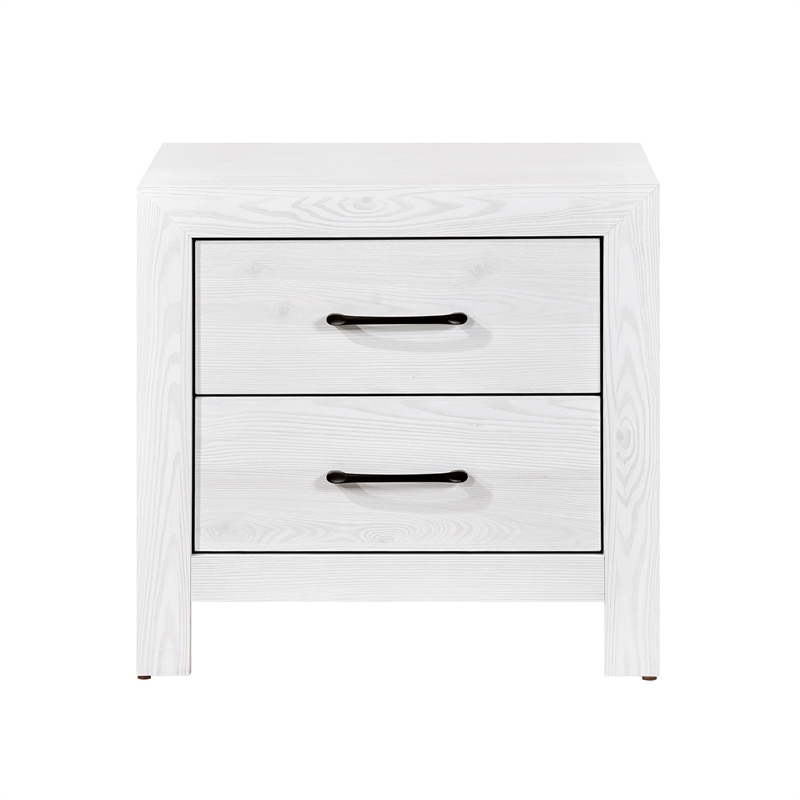 Eby 24 Inch Nightstand- 2 Drawers with Black Nickel Handles- White Finish