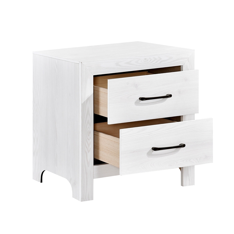 Eby 24 Inch Nightstand- 2 Drawers with Black Nickel Handles- White Finish