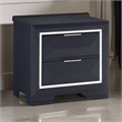 Rosy 27 Inch Nightstand- 2 Drawers- Chrome Accents- Midnight Blue Wood