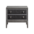 Stacy 29 Inch Nightstand- 2 Faux Leather Upholstered Drawers- Gray Wood