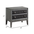Stacy 29 Inch Nightstand- 2 Faux Leather Upholstered Drawers- Gray Wood