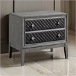 Stacy 29 Inch Nightstand- 2 Faux Leather Upholstered Drawers- Gray Wood