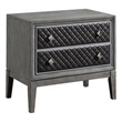 Stacy 29 Inch Nightstand- 2 Faux Leather Upholstered Drawers- Gray Wood