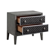 Stacy 29 Inch Nightstand- 2 Faux Leather Upholstered Drawers- Gray Wood